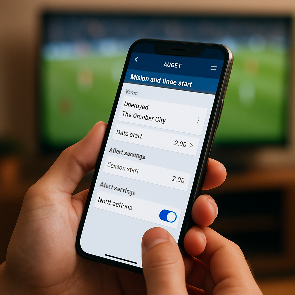A person configures football match and odds notifications on a smartphone.